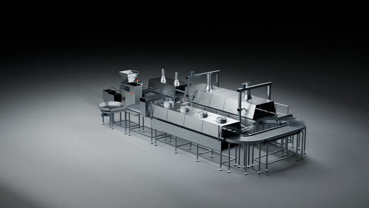어묵 제조 공정 3D 렌더링